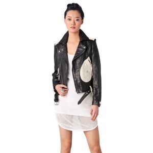 IRO Scottsdale Lamb Leather Moto Jacket Black & White